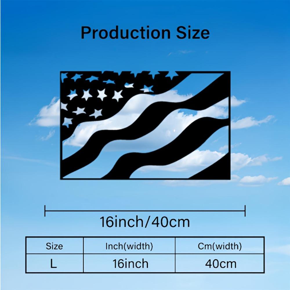 1pc USA Flag Metal Wall Art Black, Flat Silhouette Decorative Sign for Living Room Bedroom Office