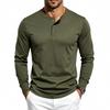 Men S Long Sleeve Henley T Shirt Casual Solid Color