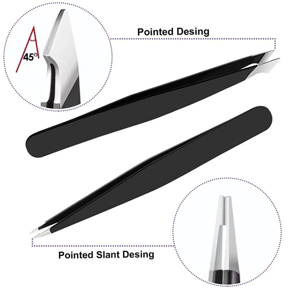 4Pcs/Set Premium Stainless Steel Precision Tweezers Beauty Brow Grooming Tool Set  Travel Use