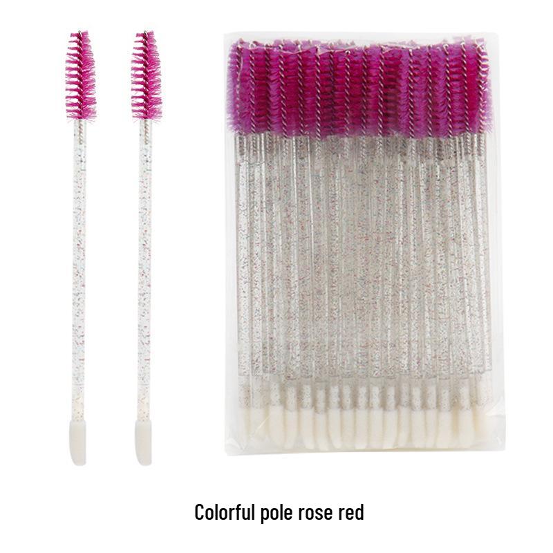 50-Piece Pack: Disposable Eyelash & Lip Brushes with Crystal Rod