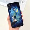 For Moto E20 Case 6.5" Soft Silicone Black Cat Moon Night Back Cases for Motorola Moto E20 Case TPU Capa Motorola E20 Bumper