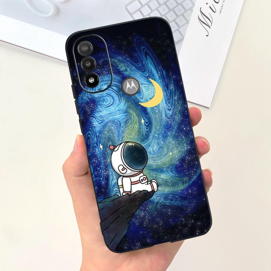 For Moto E20 Case 6.5" Soft Silicone Black Cat Moon Night Back Cases for Motorola Moto E20 Case TPU Capa Motorola E20 Bumper