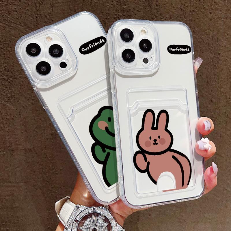 Card Slot Holder Silicone Wallet Pocket Case For Xiaomi Redmi Note 11 12 13 Honor X6A X7A X8A Tecno Spark 10C Infinix Note 30 Cover Clear Phone Bumper