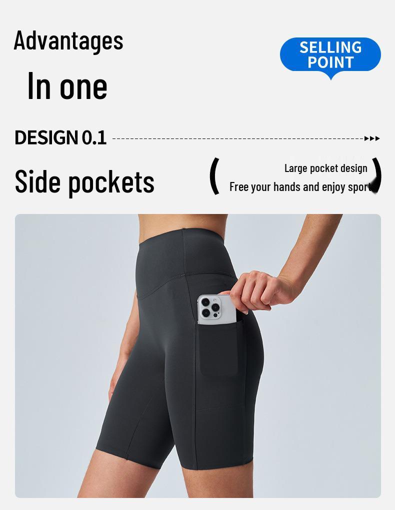 Double-Sided Tummy Control Shark Pants - Five-Pocket Hip Lift Cycling Leggings for Summer Yoga and Fitness