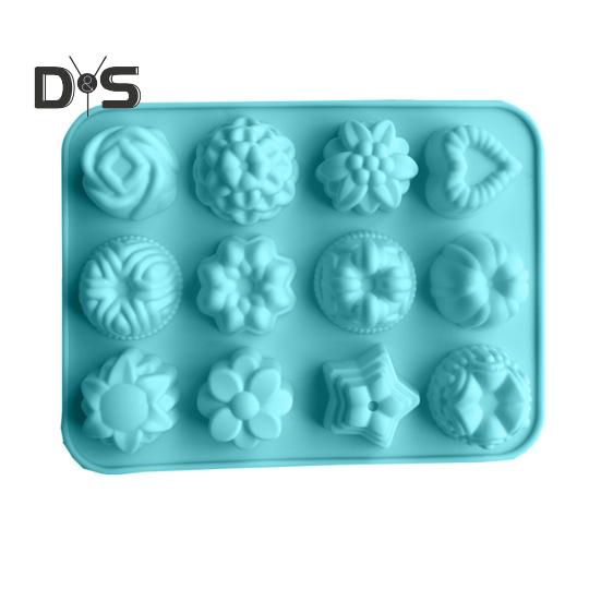 

Нелипкая термостойкая 12 полостей, форма для торта, розы, цветы, форма сердца, силиконовая форма для выпечки, кухонный гаджет синий