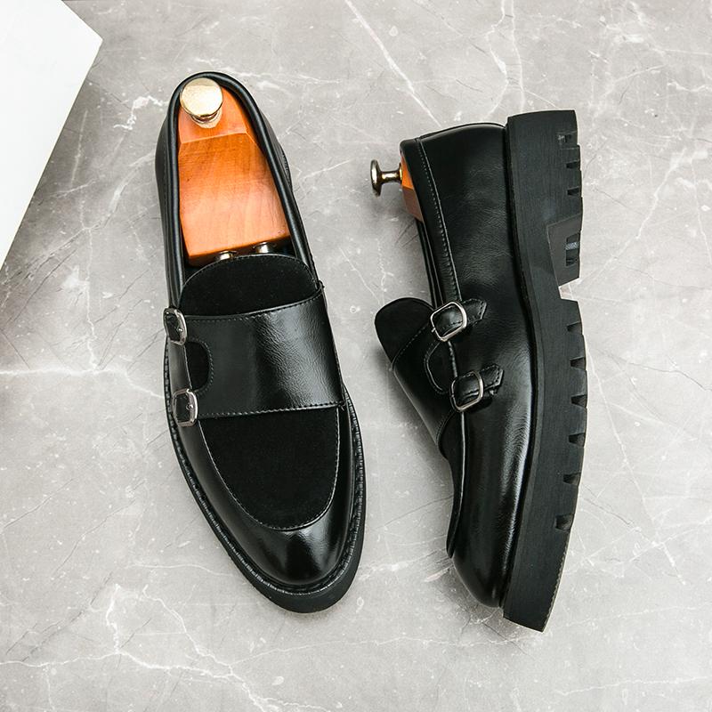 Hot Selling Leather Casual Shoes Spring Autumn Thick Soled Green Trendy Men's Loafers Low Cut Daily Men's Driving Shoes Non Slip