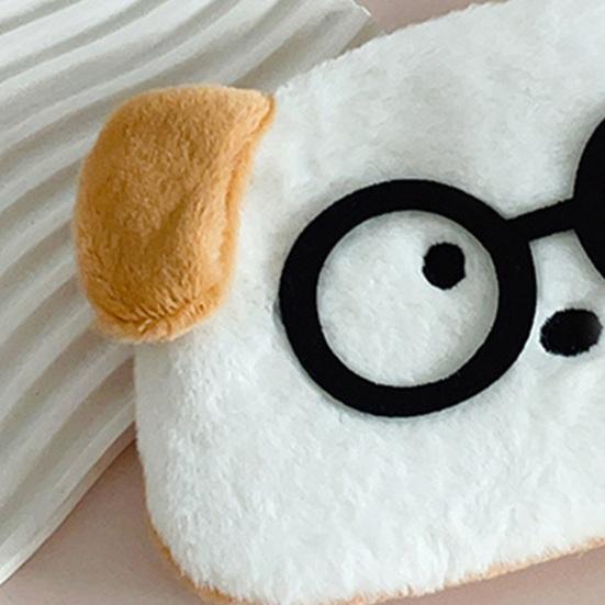 Cute Animal Pen Bag Kids Plush Cat Dog Pencil Pouch Stuffed Animal Wearing Glasses Zippered Stationery Bag for School Students Girls And Boys