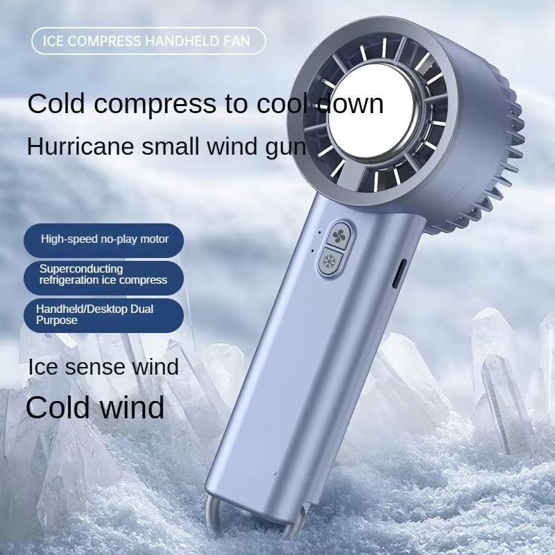 Handheld Ice Compress Fan USB Rechargeable Semiconductor Refrigeration Portable Small Charging Turbo Mini Fan Air Conditioner
