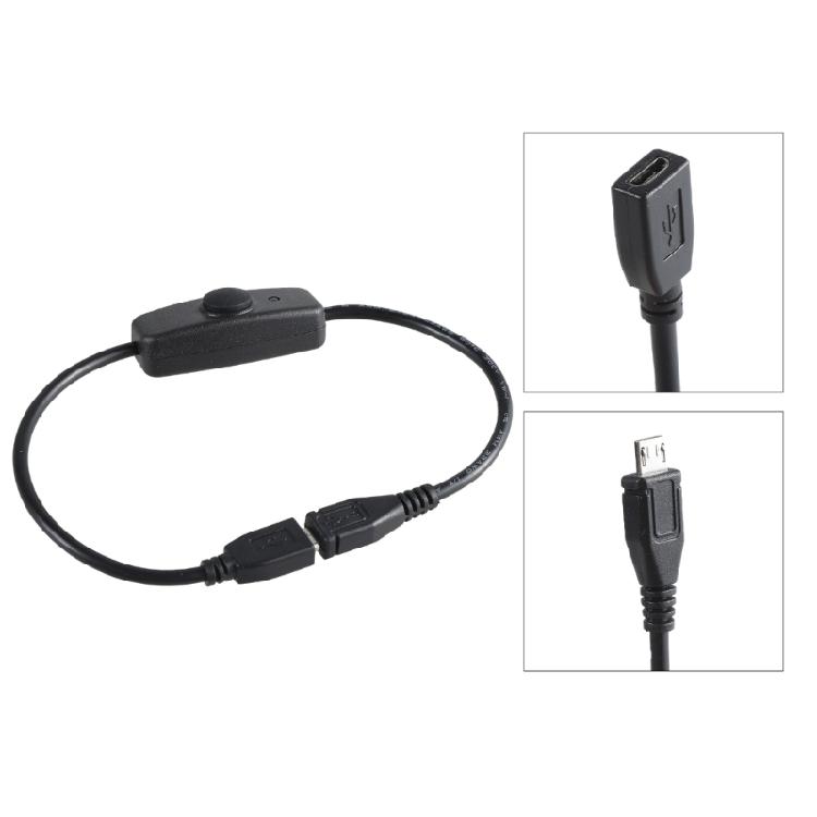USB 2.0 To Small USB Extension Cord with Power Control Button for Efficient Charging of Smartphones and Tablets