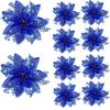8pcs Gold/Silve Christmas Flower Pink/Blue Christmas Tree Toppers Christmas Tree Flowers Snowflake like