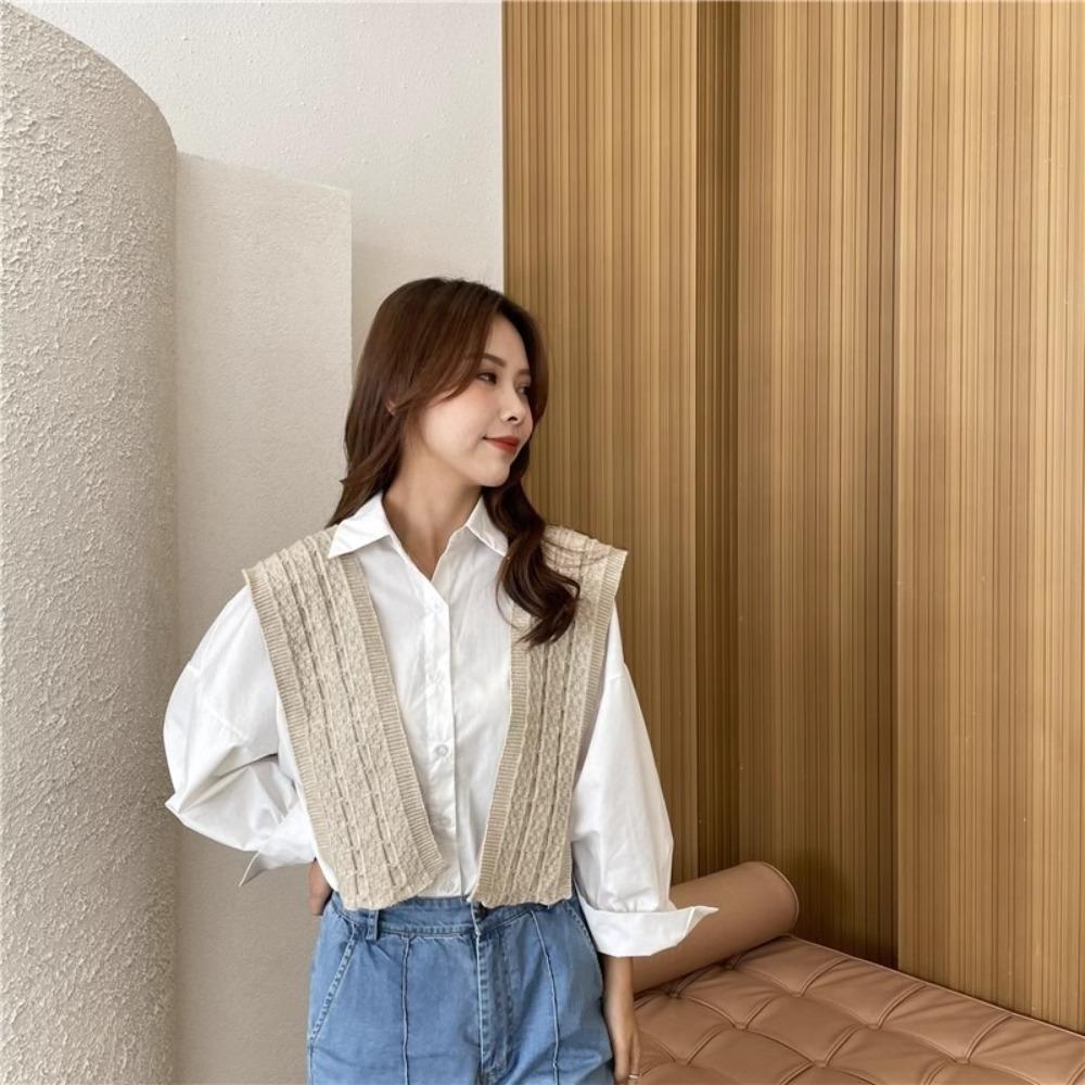 Fashion Knitted Scarves Casual Knit Shawl Wrap Korean Style Hooded Shawl  Autumn Spring
