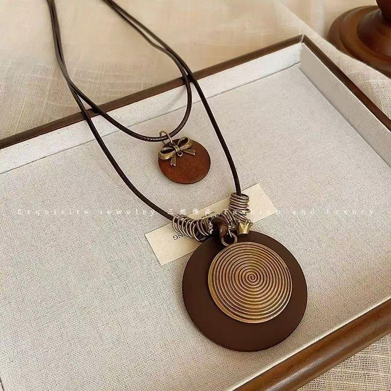 New chinoiserie zen long feather necklace women s retro ethnic style stacked sweater chain