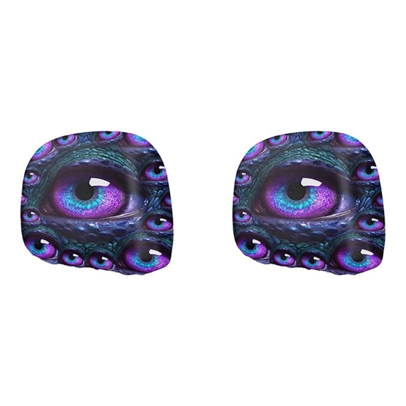 Stretch Car Headrest Cover Set 2 Pack, Visual Cabin Covers for Dust Care and Horror Theme Vehicle Decoration Update