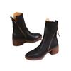 Retro Style Mid Tube Side Zippered  Boots, New Autumn 2024 Thick Heeled Women's Boots Zapatos De Mujer