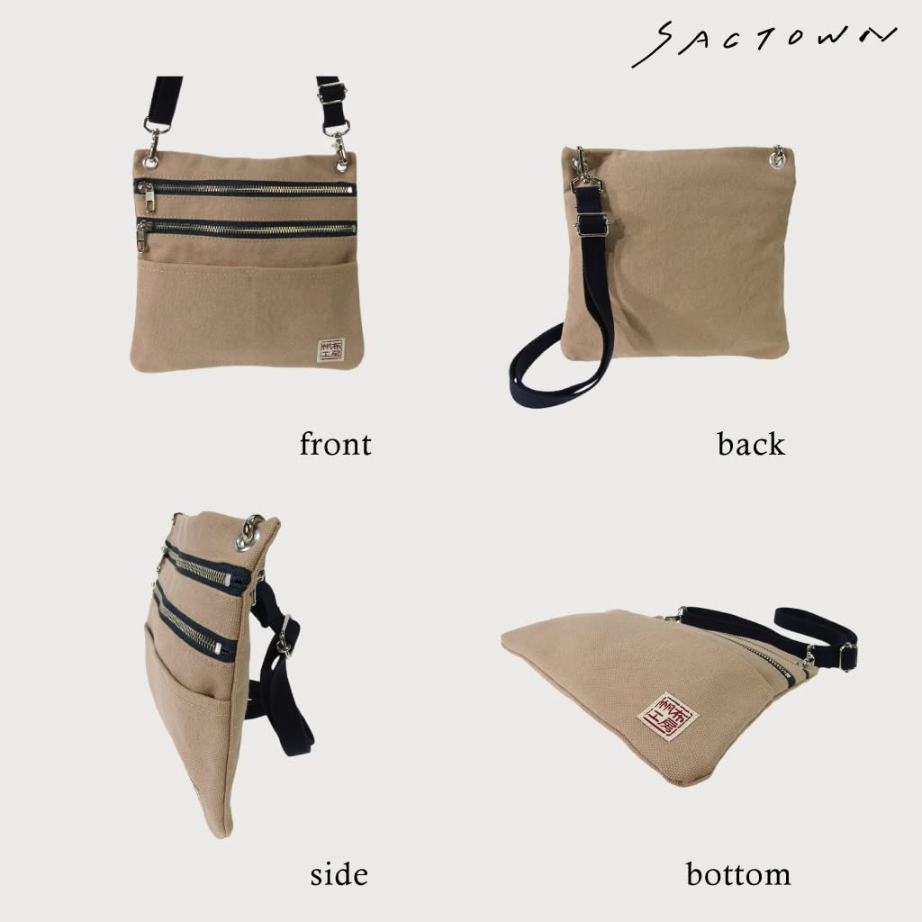 Hanpu Kobo Sacoche Sacoche Shoulder Crossbody Made In Japan with Kurashiki 3J36 [Men's Bag, Bag, Canvas] (Beige)