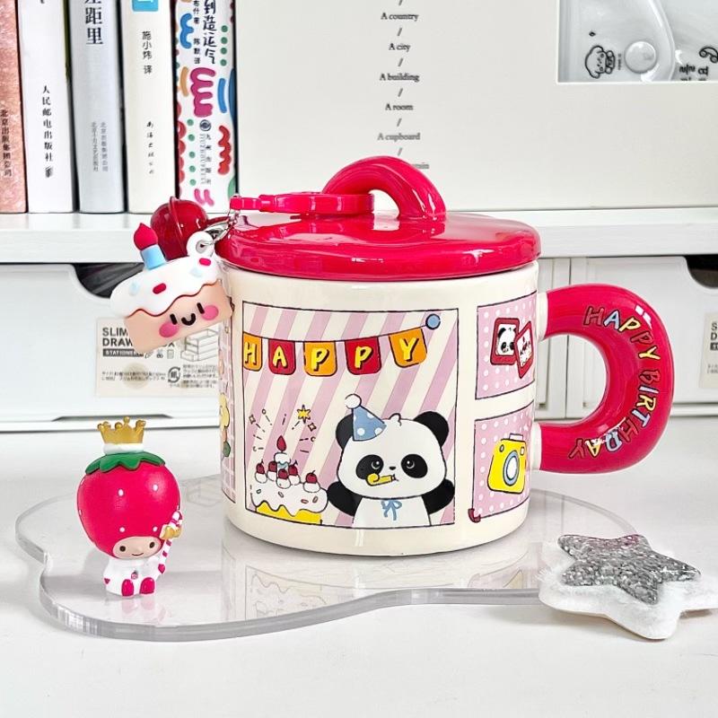 High-value Cake, Rabbit Mug, Couple Ceramic Cup with Lid, Birthday Gift for Boys and Girls, Girlfriend Gift