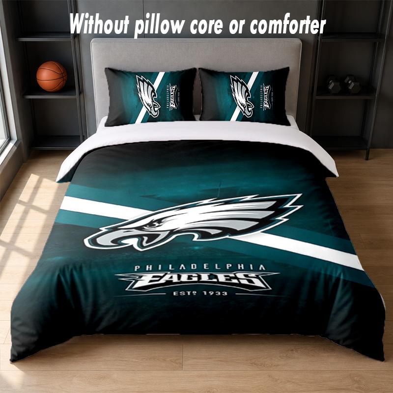 Philadelphia Eagles Design Bett Bettwäsche Set 1 Bettbezug + 2 Kissenbezüge Weich Atmungsaktiv Haushalt Bettwäsche