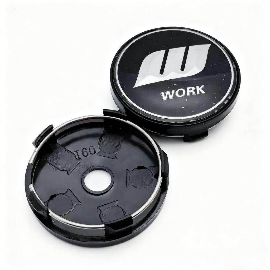 4pcs JDM W Work Logo Emblem Badge Car Wheel Center Caps 60MM 56MM Wheel Hub Cap Rim Hubcaps Dust Cover Replace Car Accessories