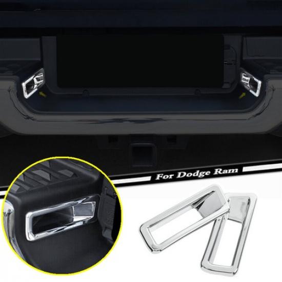 For 2019-2024 Dodge RAM 1500 Chrome Rear License Plate Lamp Cover Trim Bezels 2P