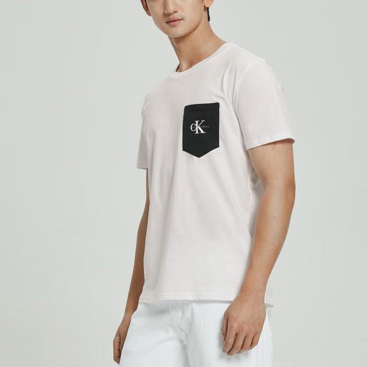Calvin Klein T-Shirts Men's White Crew Neck Moderate ZM01883-YAF