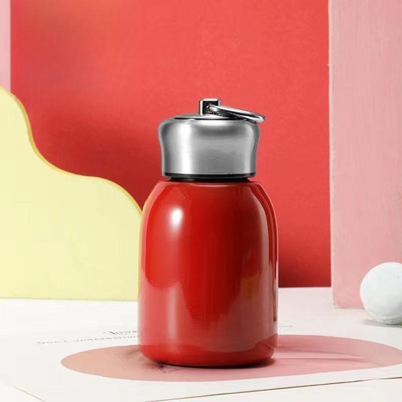300ML Stainless Steel Vacuum Flask with Lifting Ring Mini Thermos Cup Car Insulated Cup Portable Travel Water Bottle Coffee Mug