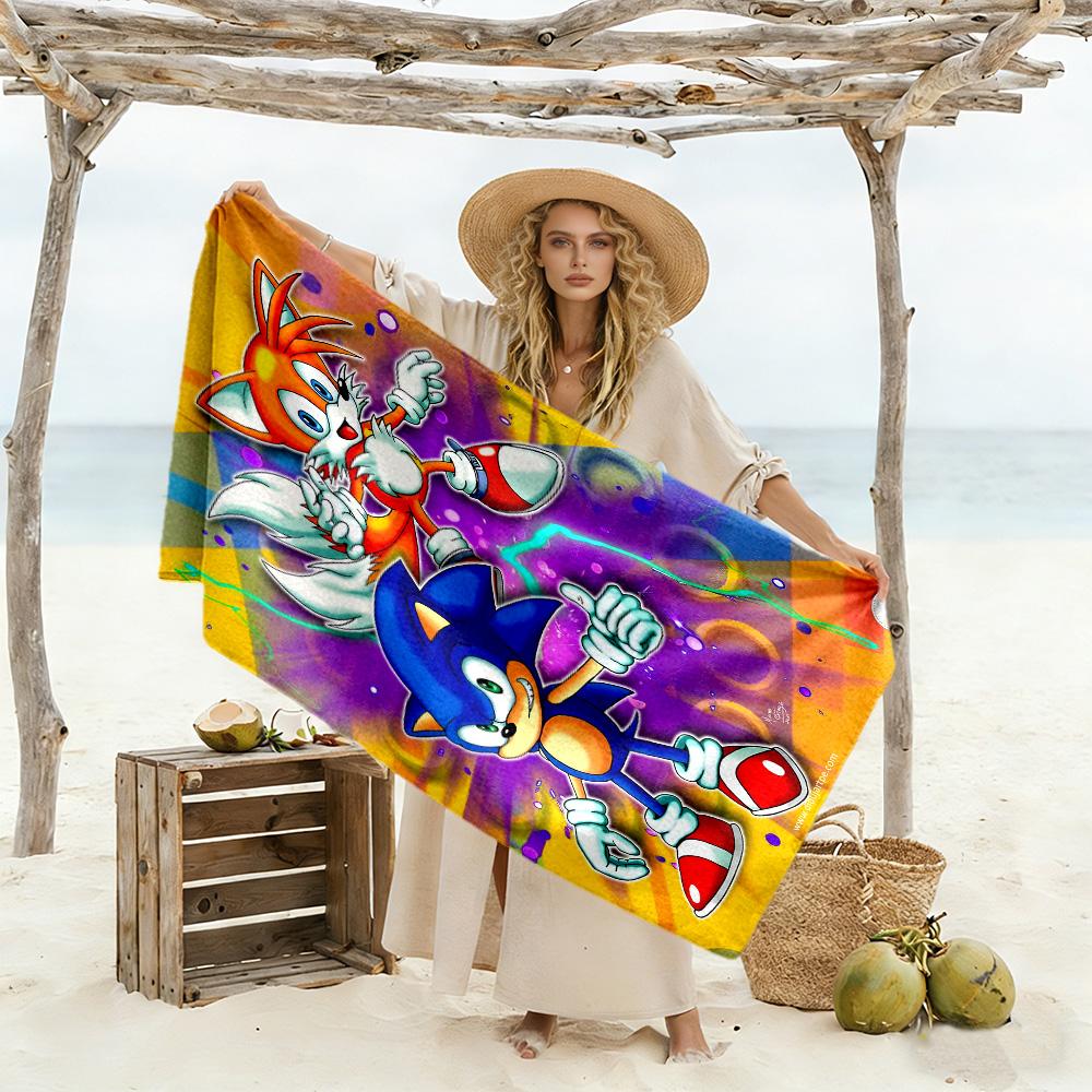 Sonic Durable Beach Towel Lightweight for Outdoor Daily Use Fashion Lovers Perfect Gift for Valentine's Wedding Birthday