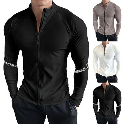 Herren Atmungsaktive Stretch-Passform Langarmjacke Herren Sport Fitness Schnelltrocknende Jacke