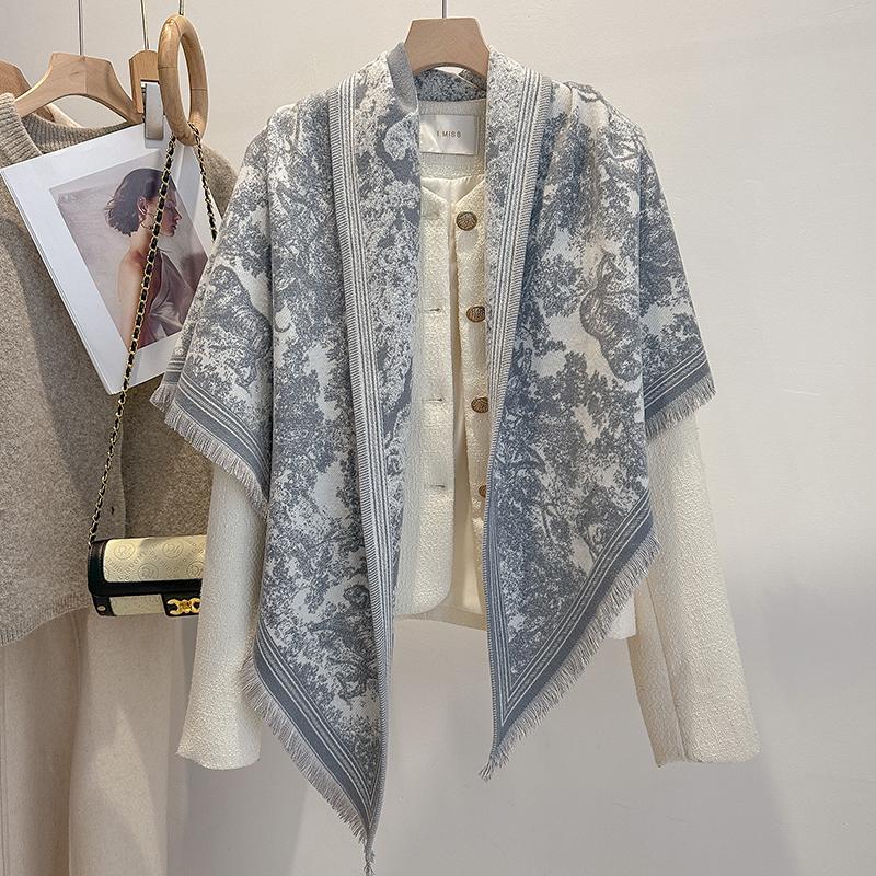 Women's Faux Cashmere Winter Scarf Thick Warm Pashmina Wrap Soft Shawl Kerchief Blanket New Design for Cold Weather