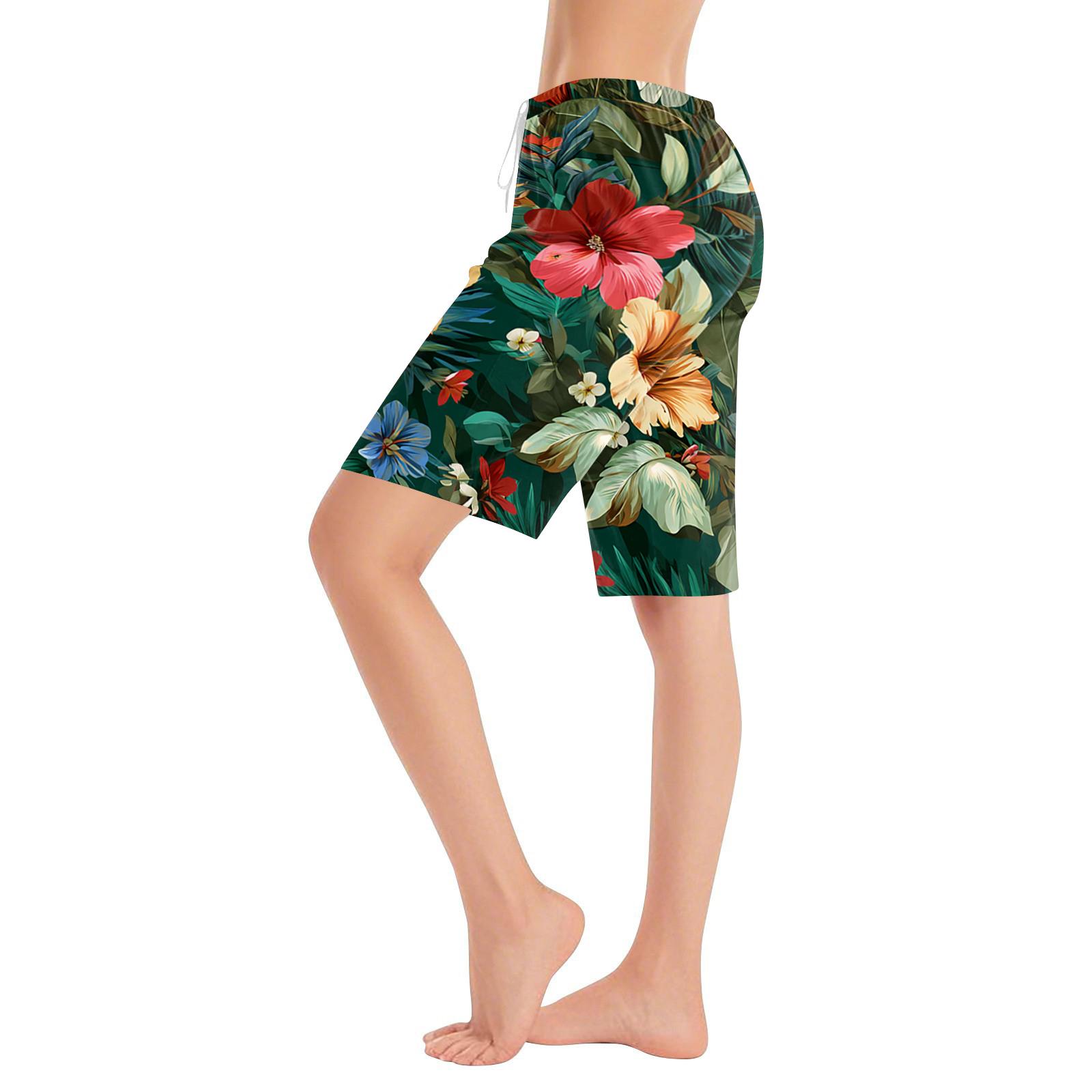 

Женские Повседневные Модные Удобные Пижамные Штаны Шорты с Принтом и Шнурком XXXL зелёный