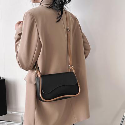 Spring New Korean Style Casual Female Single Shoulder Pack Fashion Simple Textured Contrast Color Women Crossbody Bag