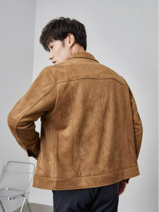 Veste pour homme en suède et velours style britannique, Automne/Hiver, Décontractée et élégante, Toucher haut de gamme, Coupe-vent à revers, Veste de coach