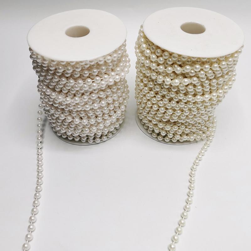 5Meter/Set White Pearl Chain 4/5/6mm Size Available DIY Decorative Material Bead Curtain Wedding Party Floral Gift Packaging ZYF