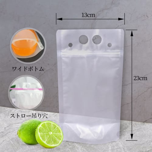 Mitsui Murasakimachi Juice Drink Bags, 100-Count, 500ml Large Capacity Storage Bags for DIY Drinks, Party Supplies, and Outdoor Use, Semi-Transparent,
