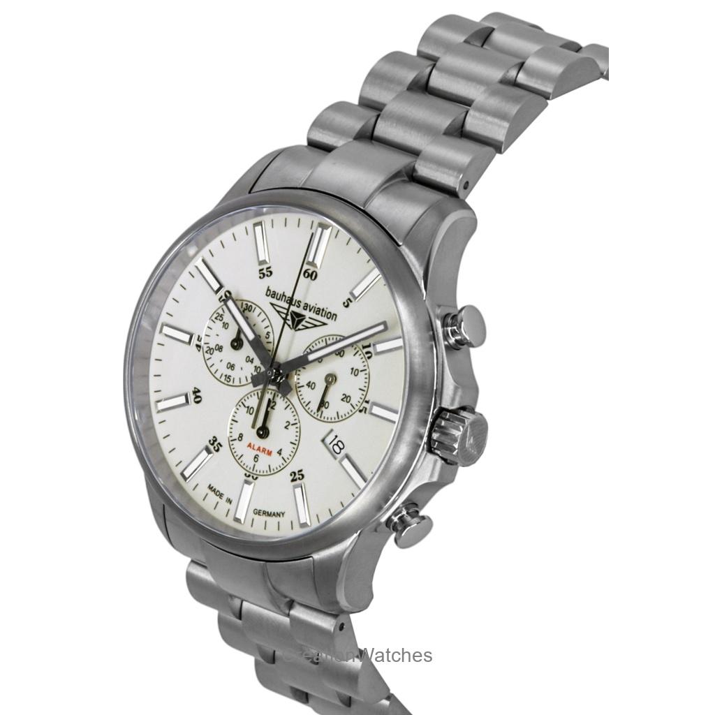 Bauhaus Aviation Chronograph Titanium Beige Dial Quartz 2880M5 100M Men's Watch