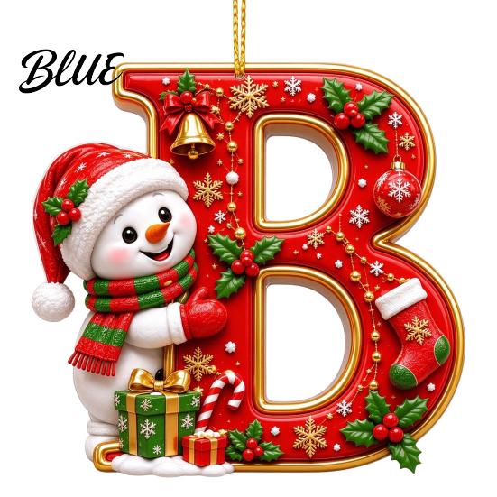 Weihnachtsdekoration für den Innenbereich Niedlicher Schneemann Buchstabe Weihnachtsbaumschmuck 2D Flach Personalisiert A-Z Alphabet Weihnachten Feier Zubehör Acryl Hängender Anhänger
