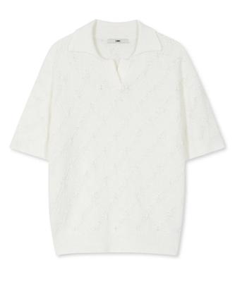 MMIC Inhale Collar Punching Half Knit Cotton Boucle_Ivory