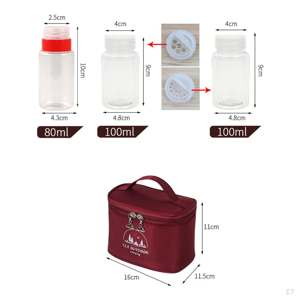 PET Plastic Spice Jars with Lid, Camping Picnic Outdoor Kitchen Shaker Seasoning