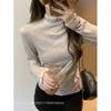 Lace semi-turtleneck bottoming shirt women's spring German velvet thickened long-sleeved T-shirt design sense inner top