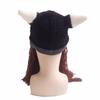 Handmade Knit Wig Beard Hats Horn Hat Big Beard Mask Hat Funny Viking Beard Beanie  Men and Women