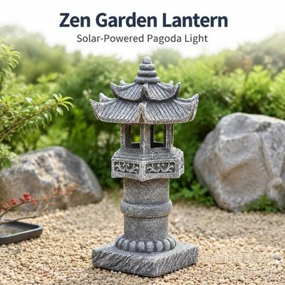 Linterna de Pagoda Solar Estatua de Jardín Adorno Decoración Artesanía Regalo de Inauguración Luz