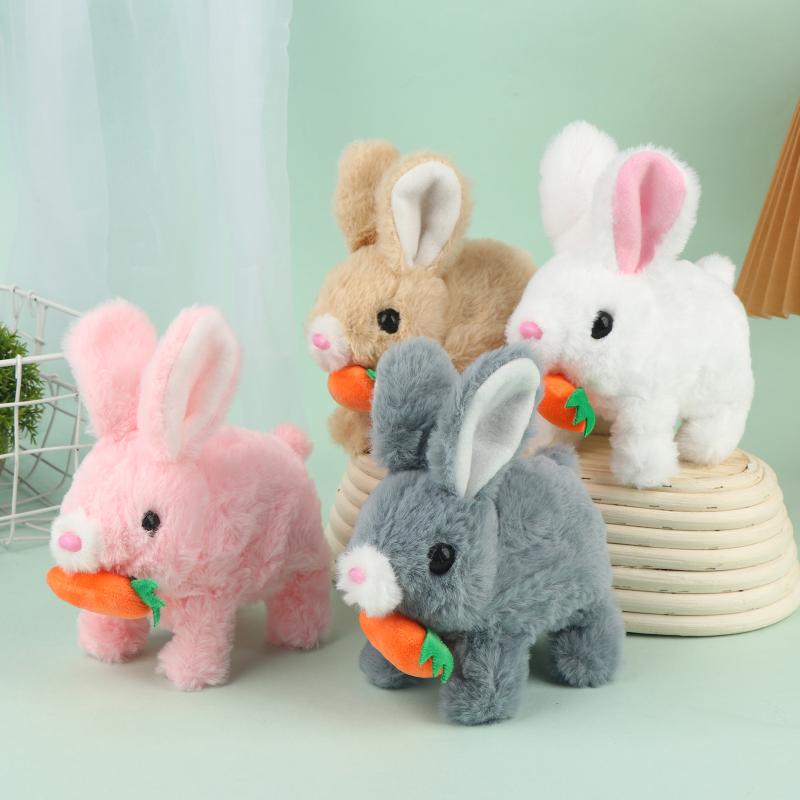 1Pcs Electronic Plush Bunny Toy Interactive Simulated Rabbit Doll Non-Toxic Soft Material for Kids Easter Birthday Party Favor