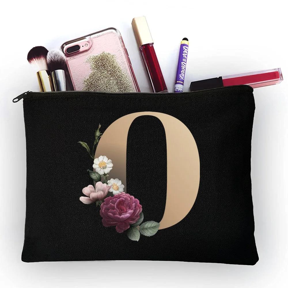 Girl Makeup Bag Golden Letter Pattern Classic Organizer Bag Pouches for Travel Bags Pouch Women's Cosmetic Bag