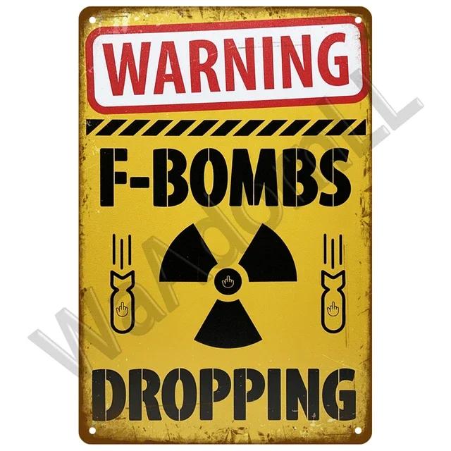 Vintage Retro Warning Tin Signs  Metal Caution Sign for Cafe Club Man Cave Pub Home Bars Coffee Shop  Wall Decor Art for Home