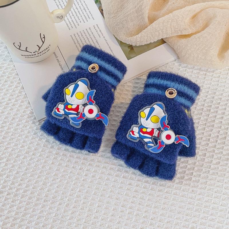 

Children s gloves winter boys and girls children warm cute children kindergarten baby primary school students half finger flip