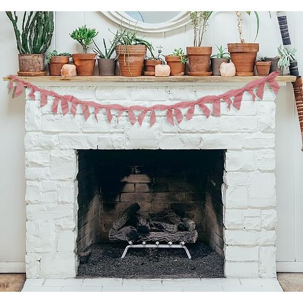 Pink Velvet Bow Garland Hanging Party Decortions, Vintage Bow Garland Girls Birthday Table Decorations, Bridal Shower, Bachelorette Party Decor,