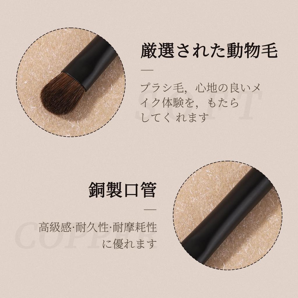 EDTRE Nylon High Quality Animal Hair Walnut Wood Makeup Brush Eyeshadow Brush Eye Makeup Brush Set of 5 with Makeup Pouch Portable Gift Brush