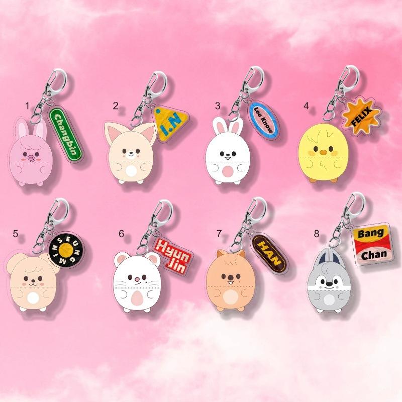 8pcs Stray Kids Acrylic Keychain with Member Name Charm, Cute Chubby Characters Bag Pendant, STAY Fans Kpop Accessory