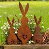 3 Stück Metall-Gartenstecker Ostern, Rostige 2D-Flachbodenstecker, Einfach einzustecken, Feiertagsdekoration für Hof & Blumenbeet, Gartendekorationen