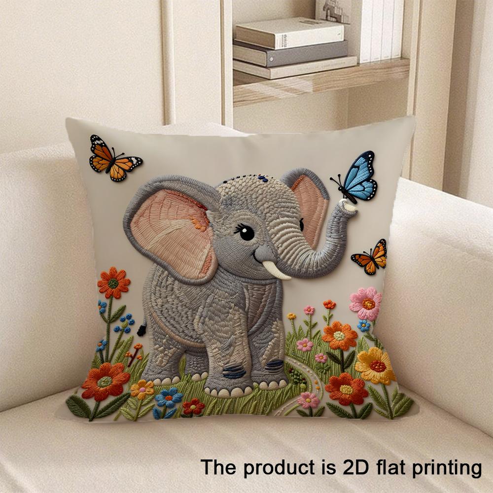 Horse Dog Owl Giraffe Embroidered Style Printed Pillow Cover Plush Polyester Cushion Case 2D Flat Printing Pillowcase Home Decor