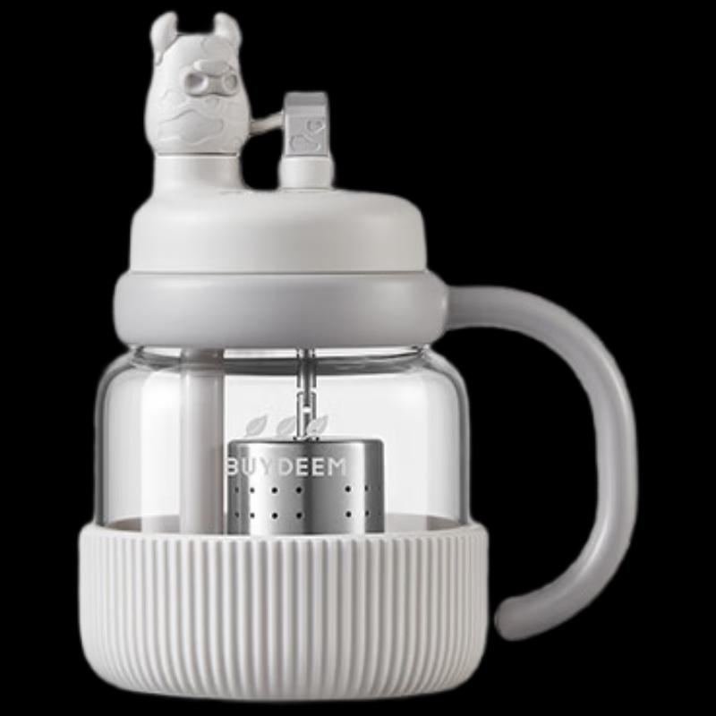 BeiDing Tea Water Separation Glass Cup with Straw